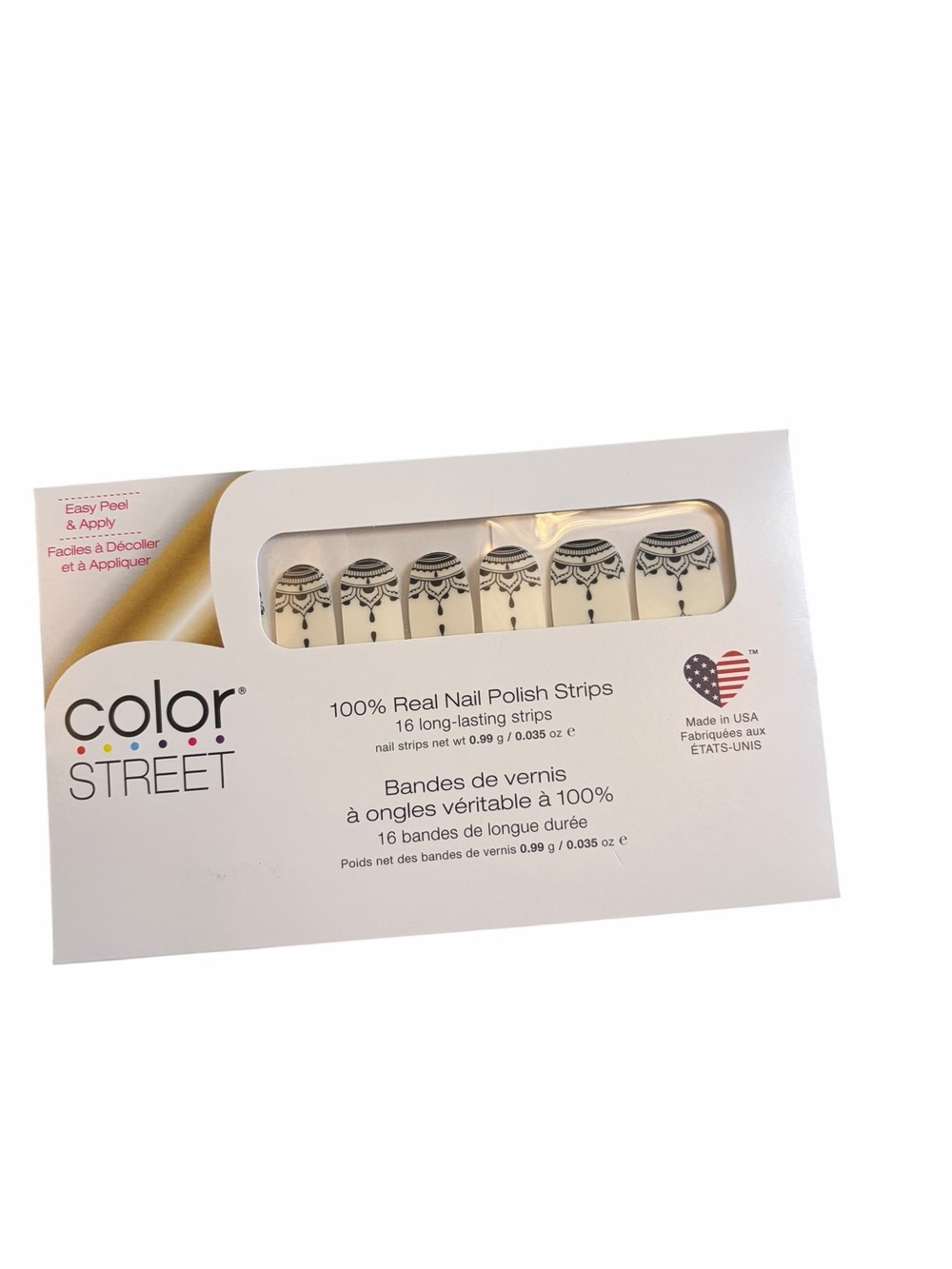 Color Street HENNA HARMONY Clear Overlay Black & Clear Nail Design Strip Set